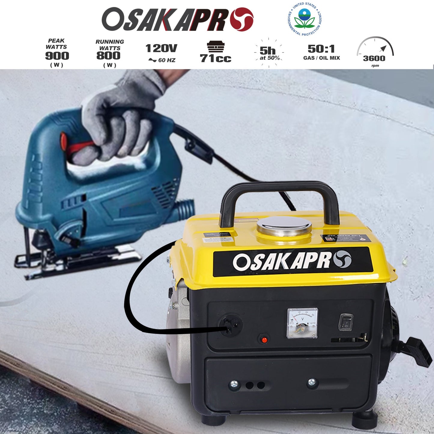 Portable Low-Noise Gas-Powered Outdoor Generator for Home Use