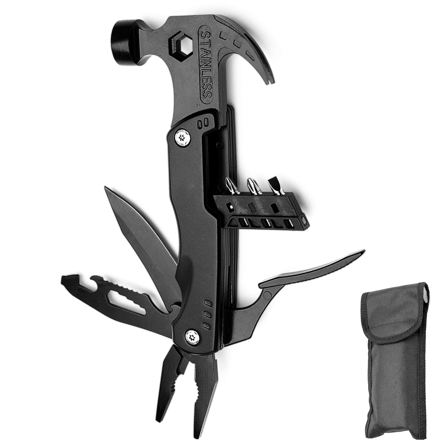 12-in-1 Multitool Camping Hammer with Stainless Steel Survival Gear