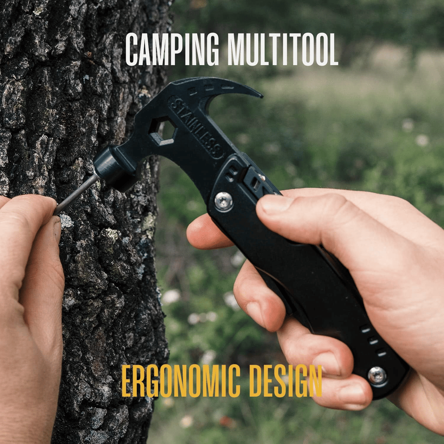 12-in-1 Multitool Camping Hammer with Stainless Steel Survival Gear