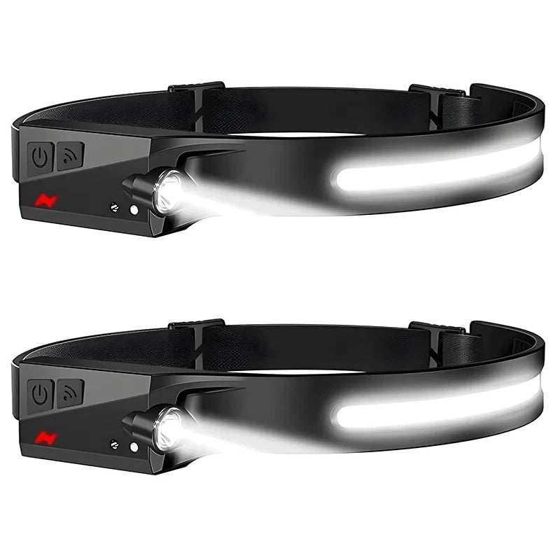 USB Rechargeable Waterproof LED Headlamp with Motion Sensor for Camping