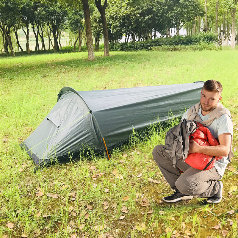 Lightweight Single-Person Camping Tent with Sleeping Bag for Hiking