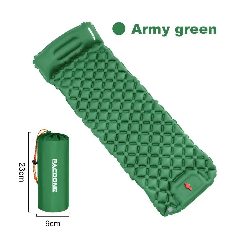 Ultralight Camping Inflatable Mattress with Built-In Pump & Pillow