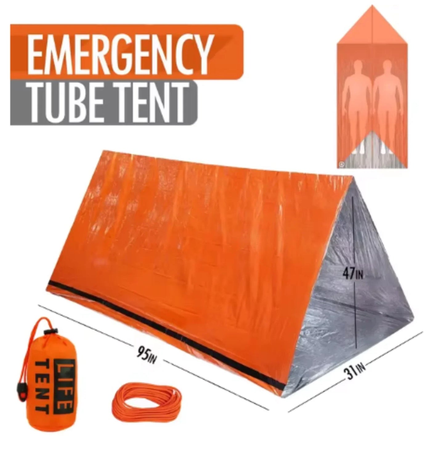 2-Person Waterproof Emergency Tent for Camping, Travel, and Outdoor Use