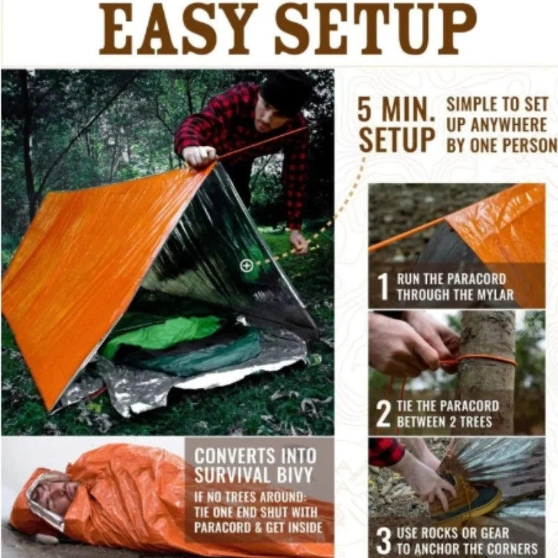 2-Person Waterproof Emergency Tent for Camping, Travel, and Outdoor Use