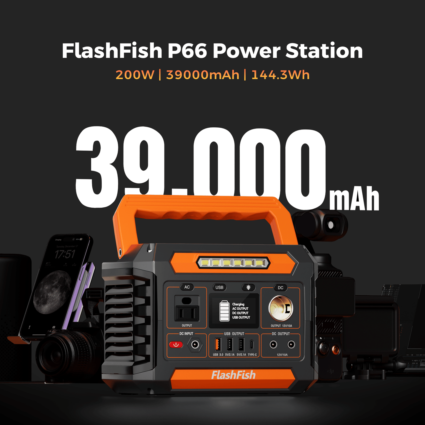 P66A 200W Solar Generator Portable Power Station 144.3Wh Battery Pack