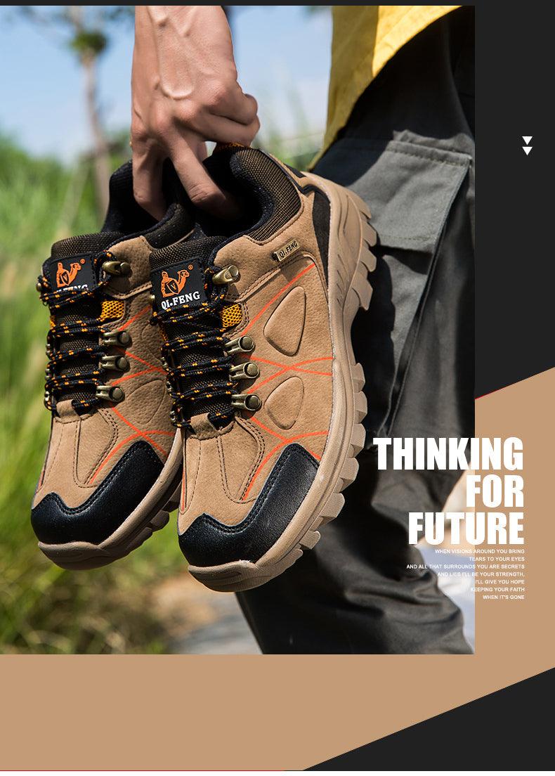 Men’s Waterproof Leather Hiking Shoes for Spring Mountain Climbing Outdoors