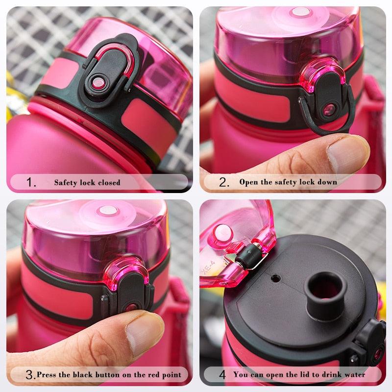 Sports Water Bottle with Time Marker Portable Leakproof Tritan Plastic
